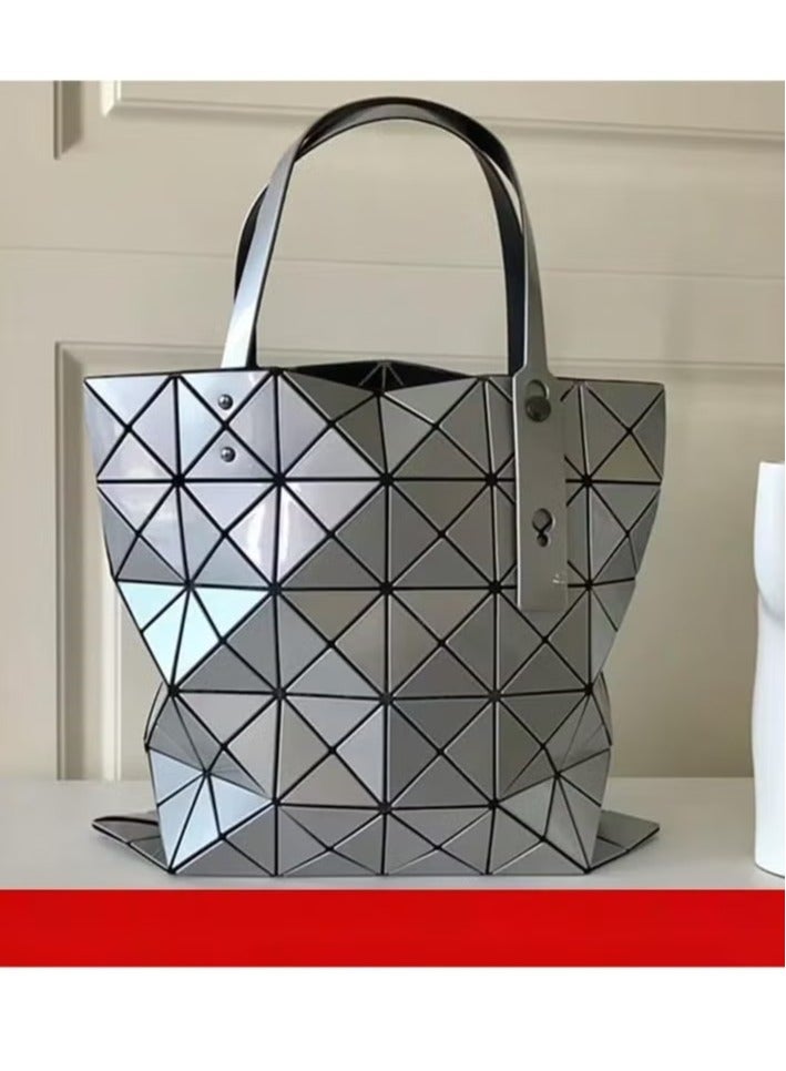 Diamond geometric plaid shoulder bag for women, fashionable and versatile Silver - Image 1